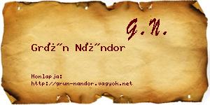 Grün Nándor névjegykártya